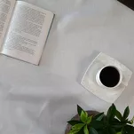 Obrus 145x300 STELLA 2 biały zdobiony kantą z wplecioną nicią srebrną - 3