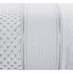 Ręcznik bawełniany 30x50 JESSI srebrny z fakturą krateczki i gładką welurową bordiurą