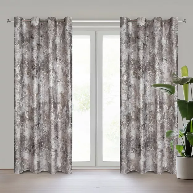 Zasłona na przelotkach 140x250 ESTER welwetowa beżowa z przecieranym wzorem