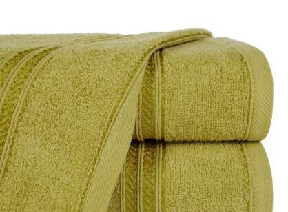 Ręcznik bawełniany 70x140 LORI oliwkowy z delikatną bordiurą z błyszczącą nicią