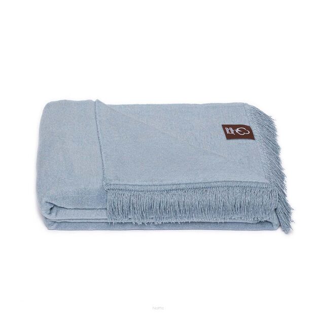 Koc bawełniany 150x200 0293-43 morski gładki z frędzlami