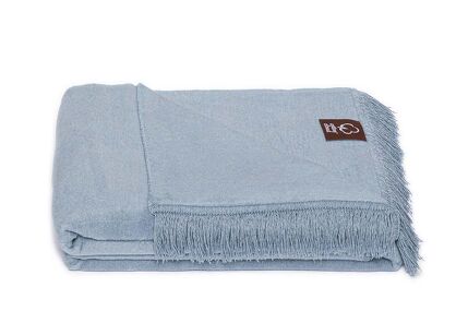 Koc bawełniany 150x200 0293-43 morski gładki z frędzlami