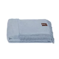 Koc bawełniany 150x200 0293-43 morski gładki z frędzlami