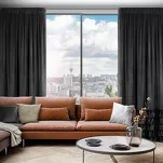 Zasłona na taśmie 140x250 DANI welwetowa czarna jednokolorowa zdobiona w dolnej części falbanami - 10