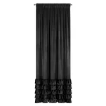 Zasłona na taśmie 140x250 DANI welwetowa czarna jednokolorowa zdobiona w dolnej części falbanami - 12