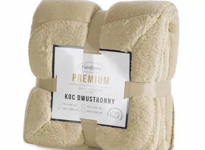 Koc jednokolorowy 170x210 TEDY jasny beż imitujący buklę