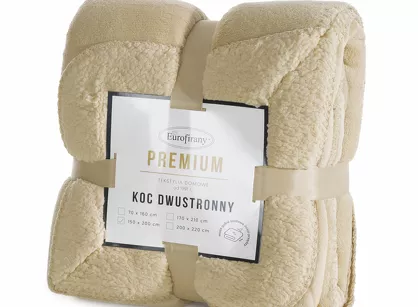 Koc jednokolorowy 170x210 TEDY jasny beż imitujący buklę