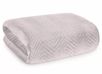 Narzuta welwetowa 230x260 SOFIA pudrowa pikowana w gęstą jodełkę