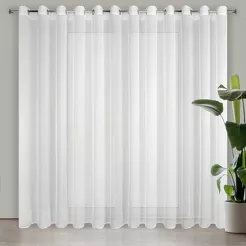 Firana gotowa na przelotkach 350x250 REBECCA biała o strukturze drobnego deszczyku