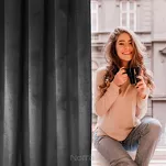 Zasłona na taśmie 140x270 ROSA welwetowa czarna Design 91 - 17