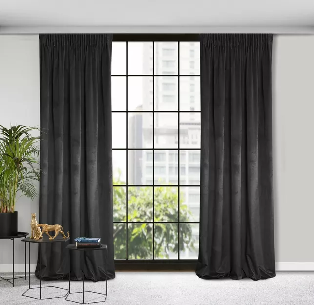 Zasłona gotowa na taśmie 140x270 ROSA welwetowa czarna Design 91