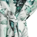 Zasłona na taras 155x200 GARDEN 2 na szelkach zapinanymi na rzepy biała z zielonym wzorem kwiatowym wodoodporna - 8