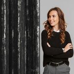 Zasłona na przelotkach 140x250 LIBI czarna z mikrofibry z błyszczącym srebrnym nadrukiem - 9