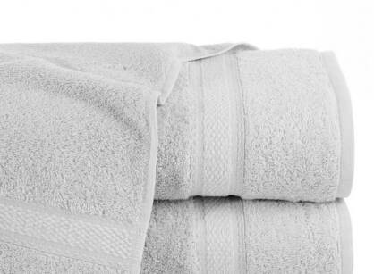 Ręcznik bawełniany 50x90 ALTEA srebrny z bordiurą w stylu eko z melanżowym pasem