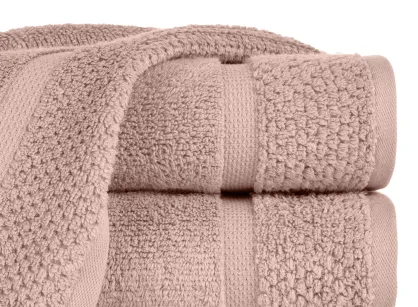 Ręcznik bawełniany 70x140 VILIA pudrowy puszysty z ryżową bordiurą