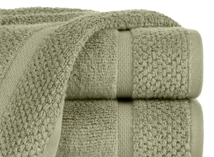 Ręcznik bawełniany 70x140 VILIA zielony puszysty z ryżową bordiurą