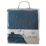 Narzuta welwetowa 170x210 LUIZ 4 granatowa pikowana we wzór liści palmy Design 91 - 2