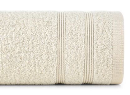 Ręcznik bawełniany 70x140 ALINE kremowy z wypukłą tkaną bordiurą