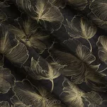 Zasłona na taśmie 140x300 STELLA welwetowa czarna ze złotym kwiatowym nadrukiem - 7