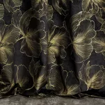 Zasłona na taśmie 140x300 STELLA welwetowa czarna ze złotym kwiatowym nadrukiem - 8