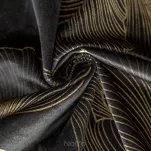 Zasłona na taśmie 140x300 STELLA welwetowa czarna ze złotym kwiatowym nadrukiem - 3