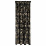 Zasłona na taśmie 140x300 STELLA welwetowa czarna ze złotym kwiatowym nadrukiem - 19