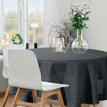 Obrus bawełniany fi 150 STELLA 1 czarny zdobiony kantą z wplecioną nicią srebrną - 7