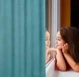 Zasłona na przelotkach 135x250 CARLO zaciemniająca ciemny turkus jednokolorowa strukturalna - 15