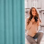 Zasłona na przelotkach 135x250 CARLO zaciemniająca ciemny turkus jednokolorowa strukturalna - 16