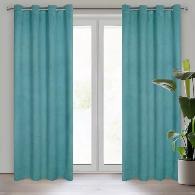 Zasłona na przelotkach 135x250 CARLO zaciemniająca ciemny turkus jednokolorowa strukturalna