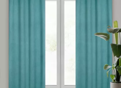 Zasłona na przelotkach 135x250 CARLO zaciemniająca ciemny turkus jednokolorowa strukturalna