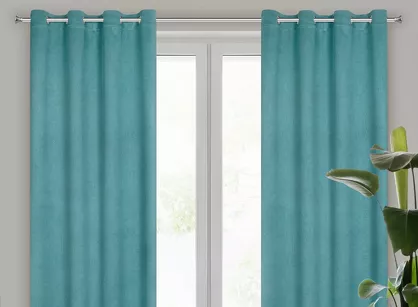 Zasłona na przelotkach 135x250 CARLO zaciemniająca ciemny turkus jednokolorowa strukturalna