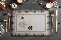 Serwetka świąteczna 35x45 ANGEL beżowa z czarną kratką w śnieżynki z gobeliny - 4