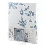 Pościel satynowa 140x200 SPRING 70 biała z niebieskim wzorem roślinnym z kolekcji Classic  - 7