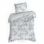 Pościel satynowa 140x200 SPRING 70 biała z niebieskim wzorem roślinnym z kolekcji Classic  - 5
