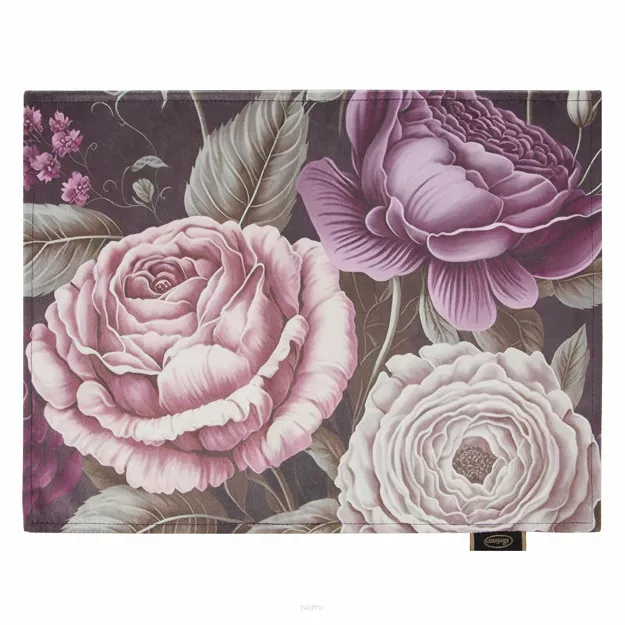 Serwetka welwetowa 30x40 VELVET 4 fioletowa z wzorem kwiatów