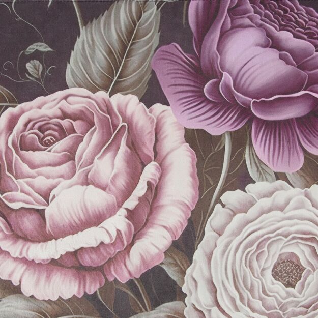 Serwetka welwetowa 30x40 VELVET 4 fioletowa z wzorem kwiatów