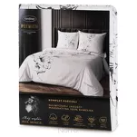 Pościel z makosatyny 220x200 FLAVIA Eva Minge biała czarna wzór kwiatowy Premium - 6