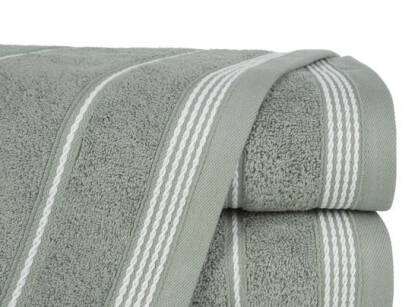 Ręcznik bawełniany 70x140 MIRA popielaty zdobiony bordiurą w pasy