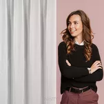 Firana na taśmie 140x270 TULSA biała z szyfonu z delikatnym wzorem listków - 11