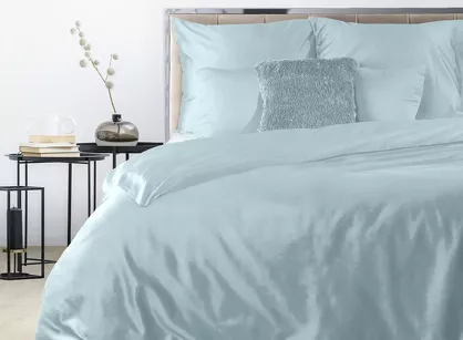 Pościel satynowa 160x200 DINA jednokolorowa gładka błękitna z kolekcji Diva Line