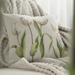 Poszewka gobelinowa 45x45 4041 popielata zdobiona wzorem tulipanów - 2