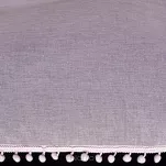 Firana gotowa na taśmie 140x270 ALMINA różowa z matowej etaminy obszyta pomponami  - 2