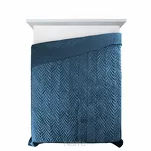 Narzuta welwetowa 220x240 LUIZ 6 granatowa pikowana w powtarzalny wzór - 4