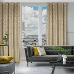 Zasłona gotowa na przelotkach 140x250 ARETA welwetowa beżowa ze srebrno złotym nadrukiem w stylu boho - 11