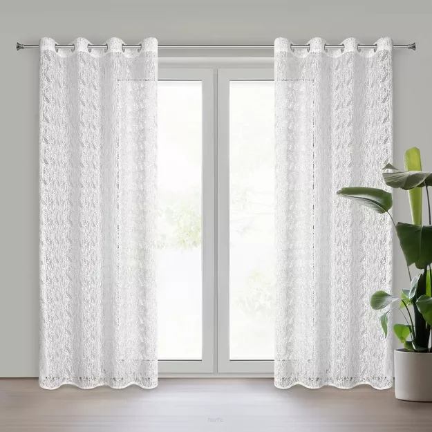 Firana na przelotkach 140x250 MONI biała o strukturze siatki