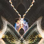 Pościel z makosatyny 220x200 EVA 11 Eva Minge czarna beżowa z kolorowym nadrukiem motyla i napisami projektantki - 5