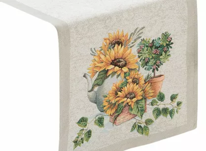 Bieżnik gobelinowy 40x100 57 naturalny z wzorem słoneczników