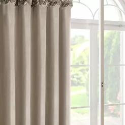 Zasłona na taśmie 140x270 ROSES 13 Eva Minge welwetowa ciemny beż aplikacja róż 3D