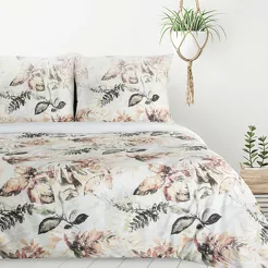Pościel z mikrowłókna 160x200 ARINA biała z nadrukiem kwiatowym Design 91